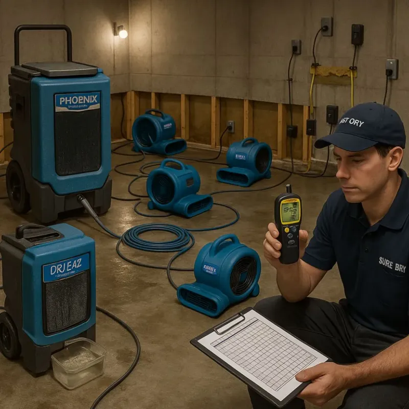 Structural Drying and Dehumidification process in Monterey, TN